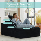 Boneless Chaise Lounge Chair, 54" Oversized Cloud Couch Sofa with Deep Seat, Plush Corduroy Reading Chair for Living Room, Bedroom, Reading Nook, Apartment, Gaming Room & Movie Nights, Black
