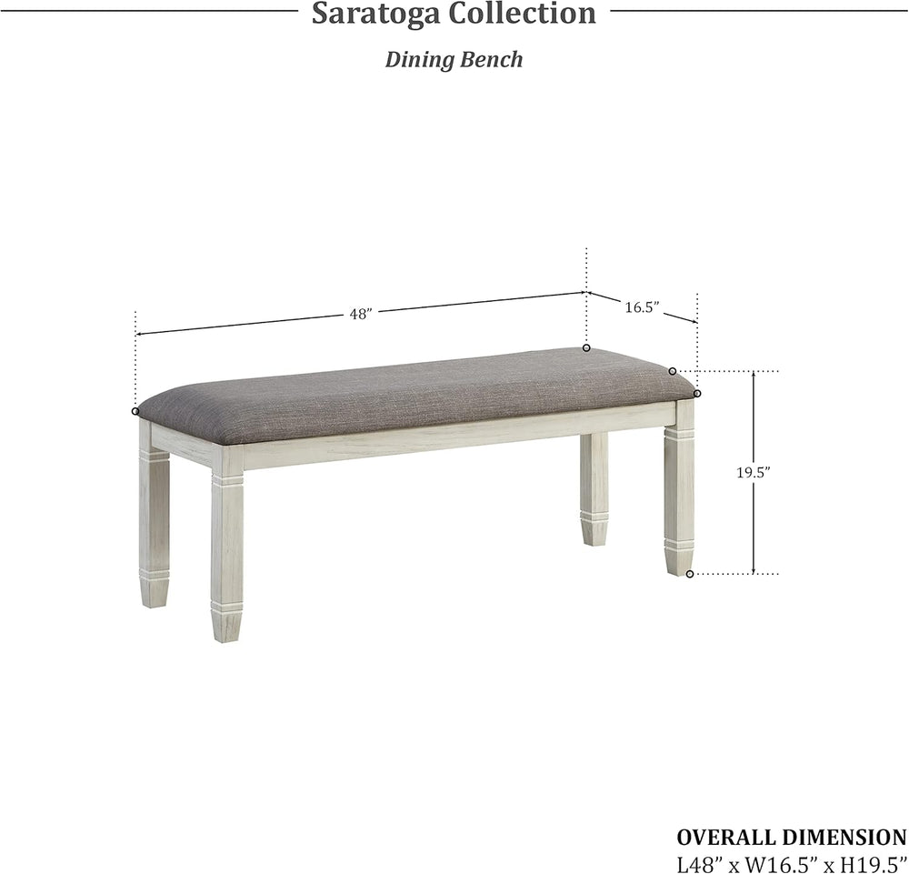 Lexicon Saratoga Dining Bench, Antique White