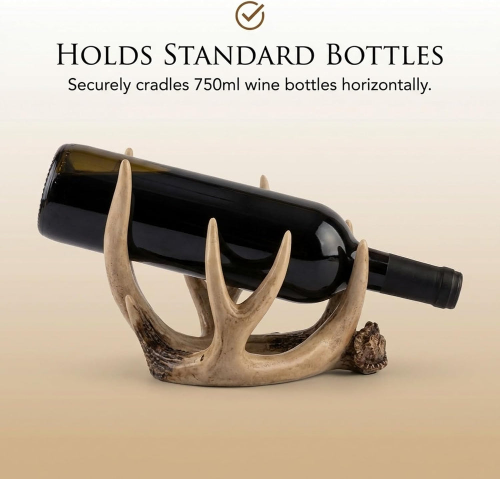 The Bridge Collection Antler Wine Bottle Holder – Rustic Deer Antler Bar and ...