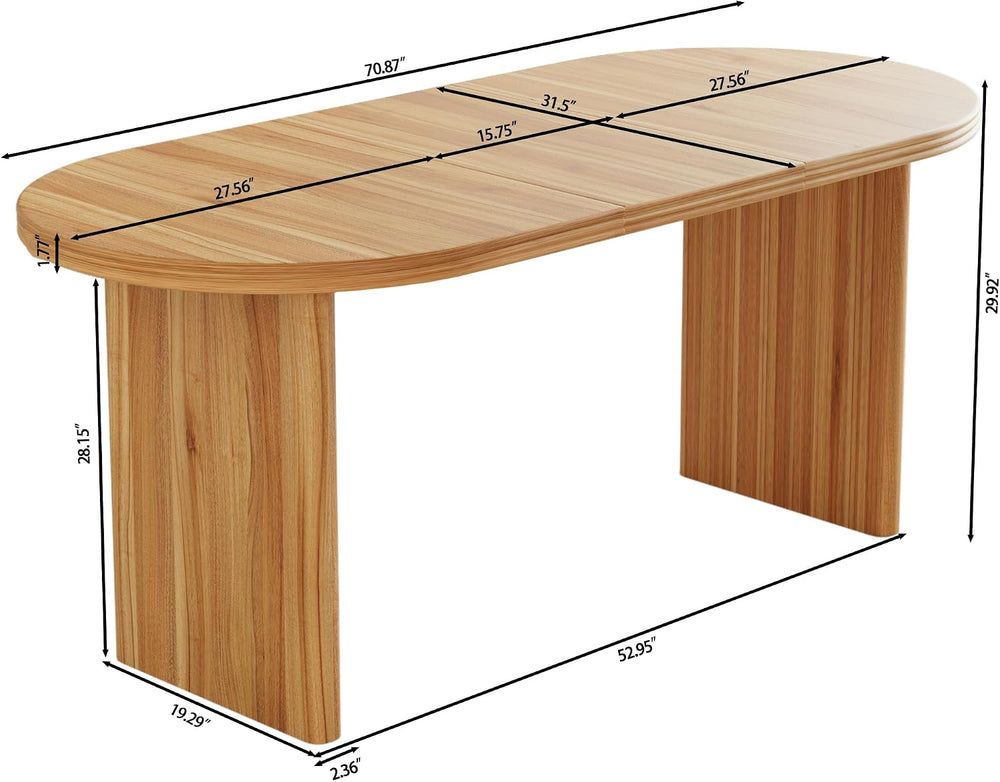 GDFStudio 55.12"-70.87" Farmhouse Extendable Oval Dining Table for ...