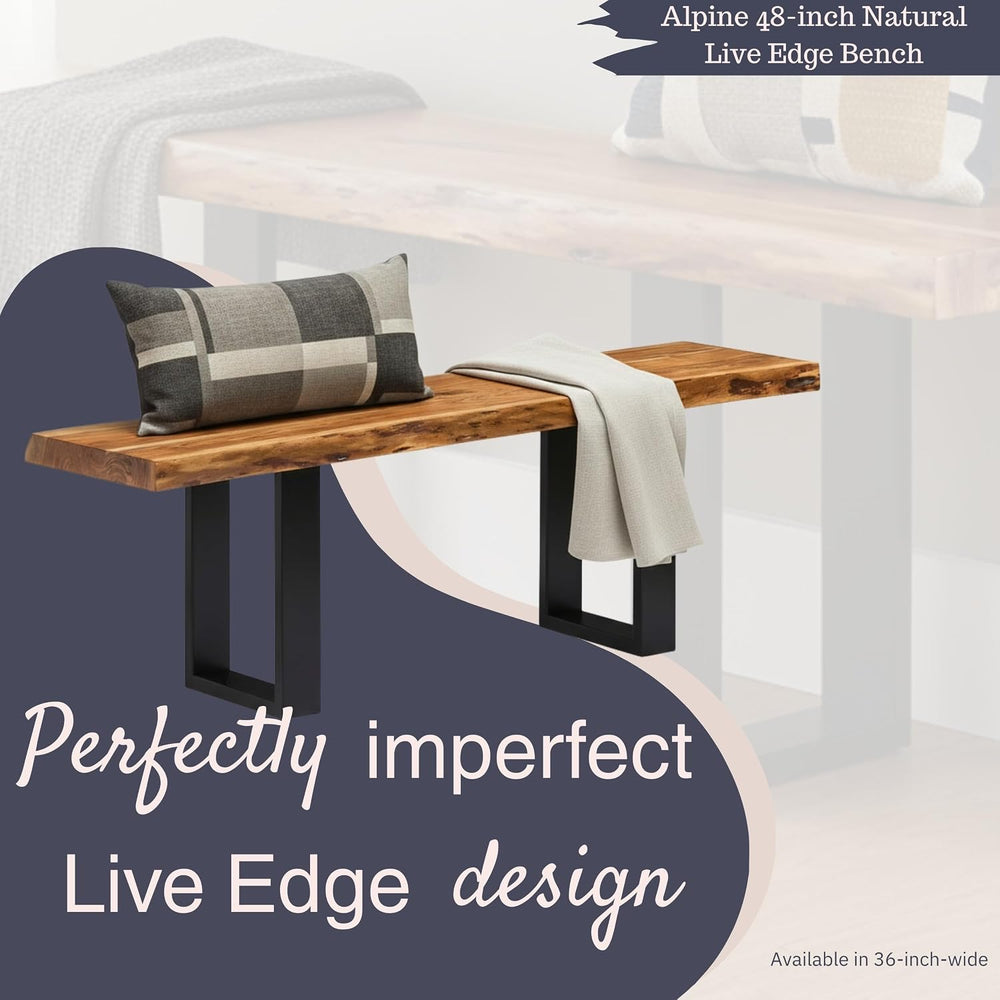 Alaterre Alpine Live Edge Solid Wood Rustic Entryway Bench, Natural, 48” | Mo...