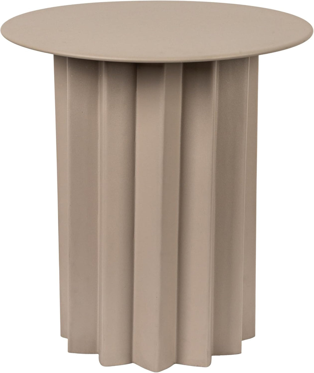 Creative Co-Op Pleated Metal Side Table, Beige