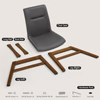 SyMax Dining Chairs Set of 2, Faux Leather Dining Room Chairs with Stitched Edge Trim, Modern High-End Kitchen Side Chairs for Bedroom, Living Room, Ash Gray