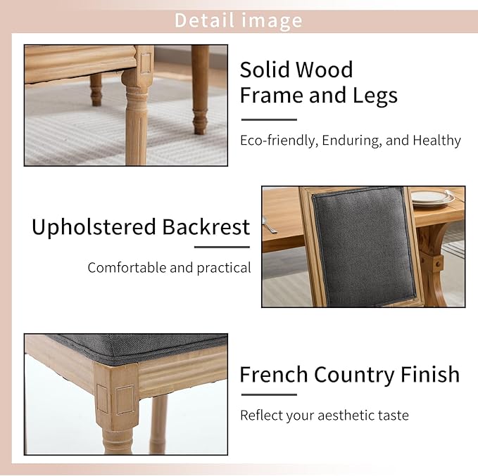 French Country Dining Chairs Set of 6, Gray Kitchen & Dining Room Chairs ...