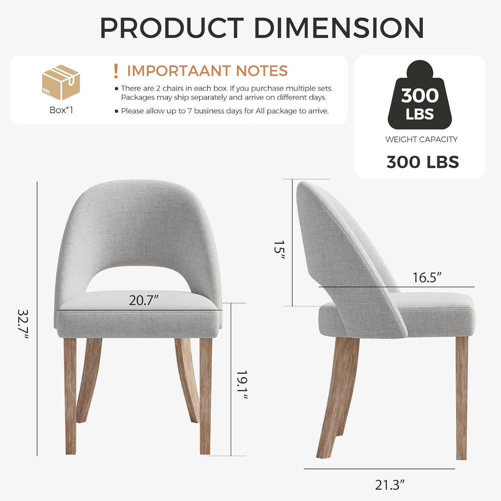 Wooden Dining Chairs Set of 6, Upholstered Modern Chenille Dining Room Chair ...