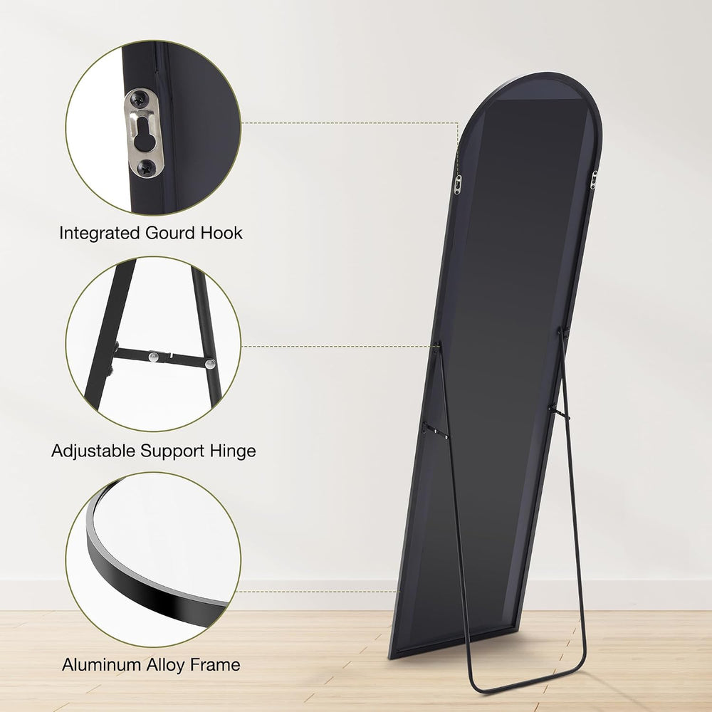 OLIXIS Arched Full Length Mirror with Stand, 60"x16" Full Body Mirror