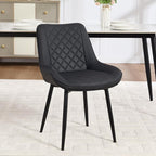 Dining Chair, Modern Dining Chairs with Thick Cushions, Faux Leather Upholstered Kitchen Dining Room Chairs with Metal Adjustable Legs for Dining Living Room, Black