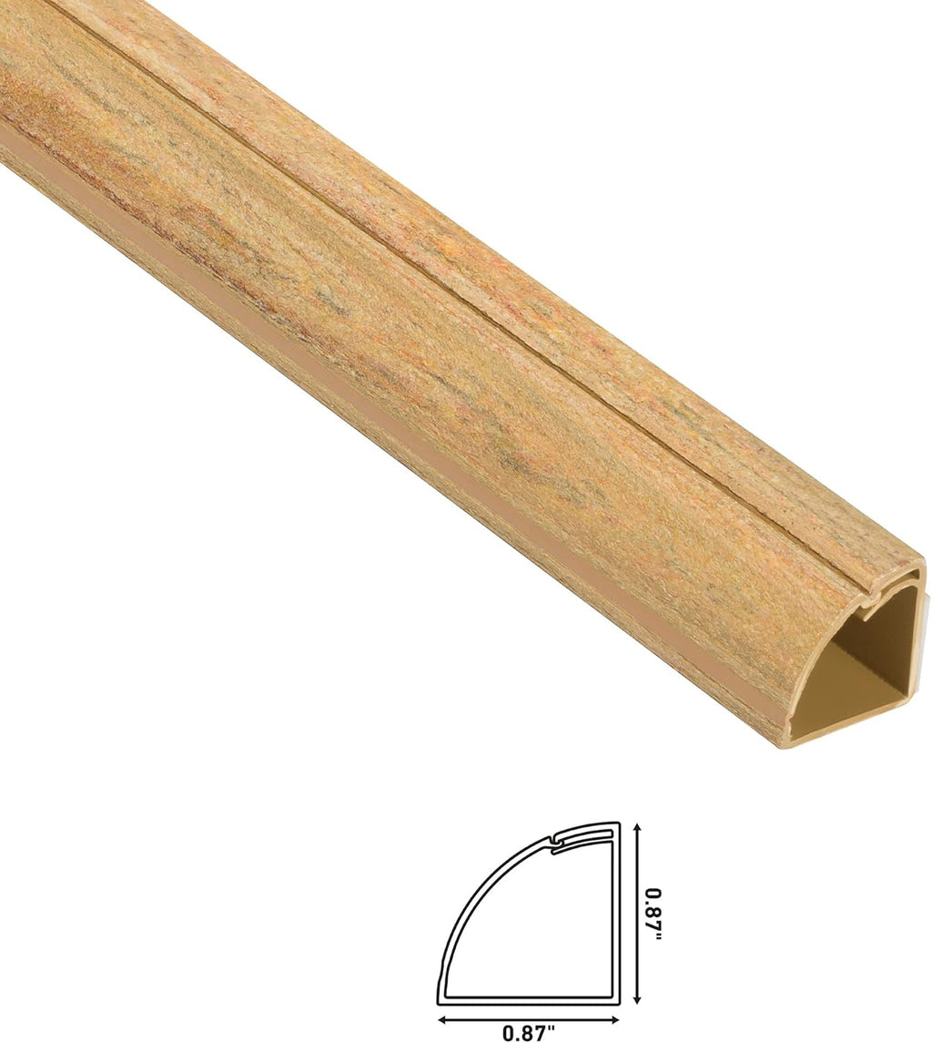 D-Line Cord Cover Kit, 30FT Self-Adhesive Wire Hider, Cable Raceway to Hide Wires on Wall, Cable Management - 6 x 5FT Channels and Accessories (0.87in (W) x 0.87in (H), Stainable Wood-Effect)