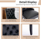 Modern Dining Chairs Set of 2, Tufted Upholstered Dining Chair with Solid Wood Legs, Velvet and Leather Dining Chairs, Sillas de Comedor, Comfy Kitchen Chair (Black+Gray, 2Pcs)