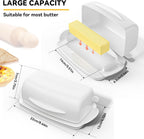 Butter Dishes with Lid for Countertop Refrigerator, Plastic Butter Dish Flip Top Lid Butter Container with Spreader, Non-Slip Bottom Butter Holder Keeper (White)
