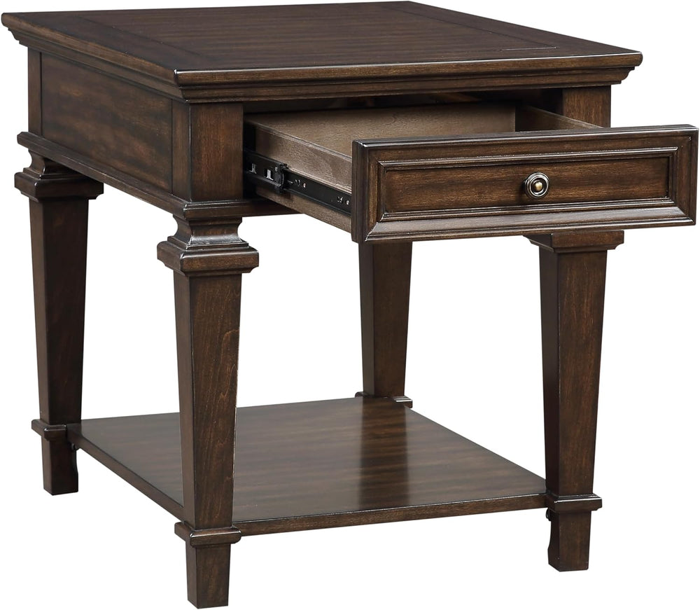 End Table with Storage Drawer Espresso Living1pc