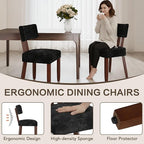 GOTMINSI Mid Century Modern Dining Chairs,Velvet Farmhouse Upholstered Kitchen Chairs, Accent Curved Backrest Dining Room Chairs with Hardwood Legs (Black, 2PCS-Walnut Legs)