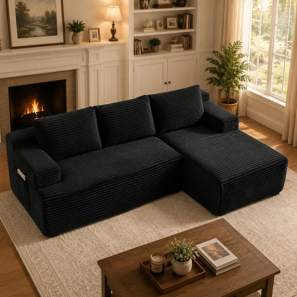 96" Sectional Sofa Cloud Couch with Deep Seat, Modern L-Shape Compressed...