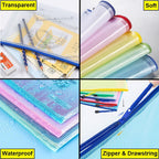 AUSTARK 20 Pcs Zipper File Bags, Plastic Mesh Pouch, Board Game Storage Bag, Waterproof Bags for Office School (A5 Size 9.2''x6.7'', Multicolored)
