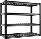 4-Tier 60”W Garage Shelving Heavy Duty 2500LBS Garage Storage Rack 60" W Basement Warehouse Storage Shelves Units Adjustable Metal Shelf for Garages(Black)