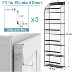 AOODA Clear Over The Door Hat Racks for Baseball Caps, Large Holds up to 72 Caps Hat Storage Organizer for Closet Wall, Deep Pockets Hanging Hat Holder with 3 Hooks, Black