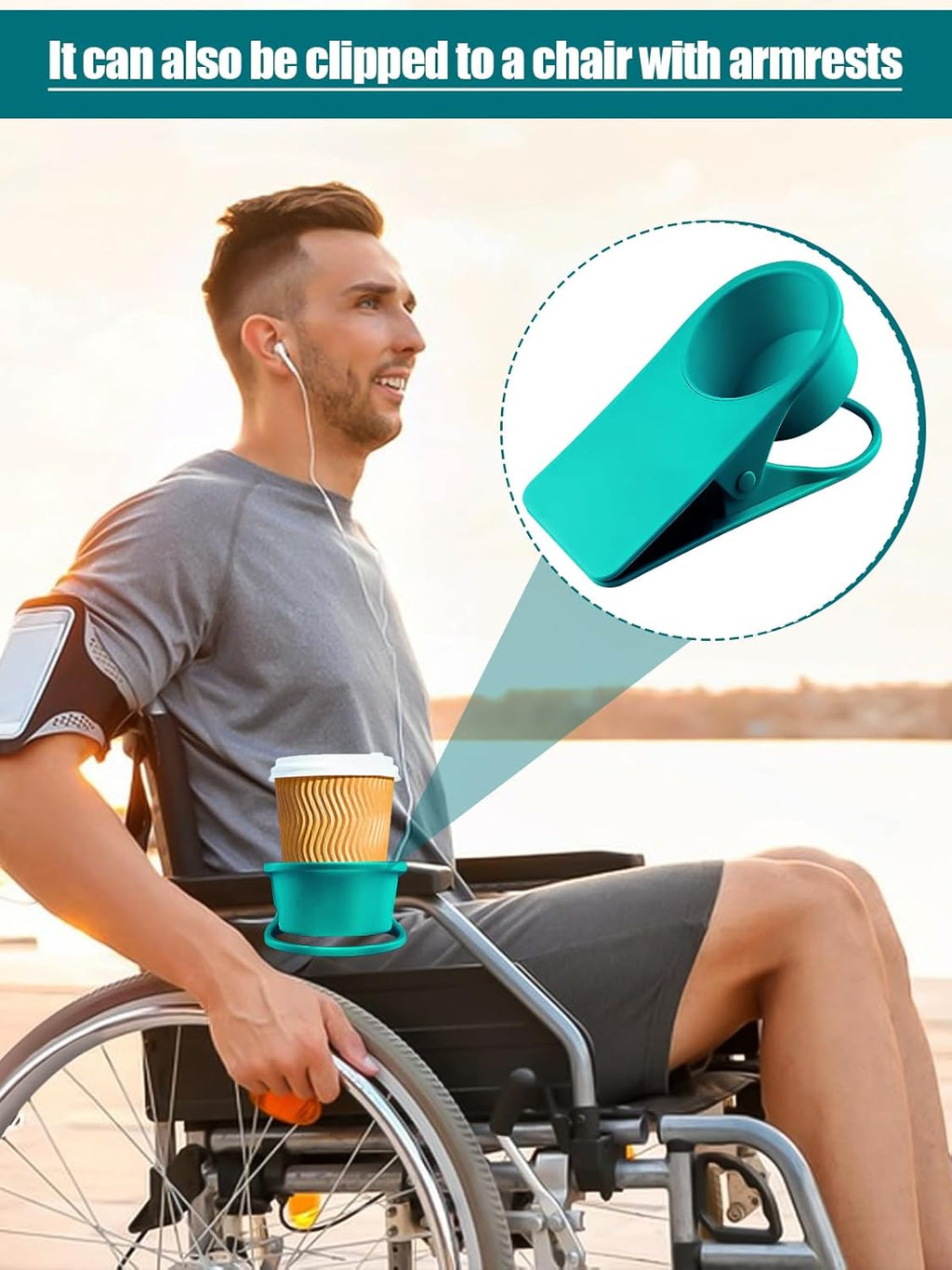 Kalolary 2-Pack Table Edge Cup Holder - Versatile Clip for Drinking Cups, Mugs & Bottles - Ideal for Home, Office & School (Blue)