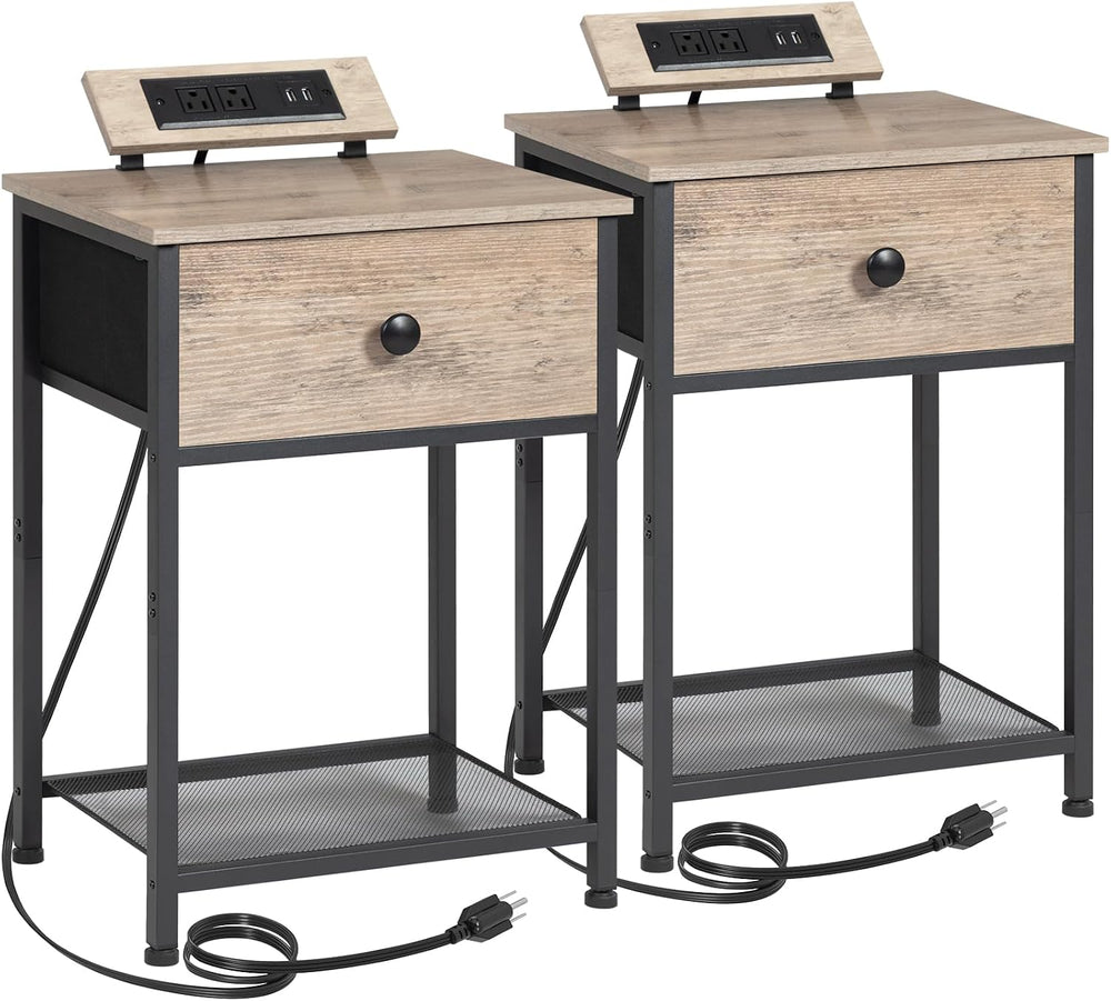 AMHANCIBLE Night Stand, End Tables Living Room Set of 2, Small Nightstand wit...