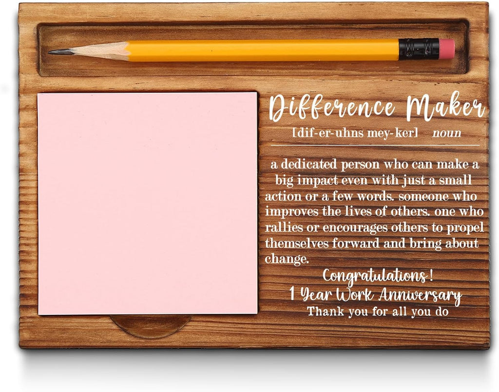 1st Work Anniversary Sticky Note Holder, Thank You Appreciation 1 Year Work Anniversary Decor Gifts for Coworker, Employee, Him, Her, Happy 1st Work Anniversary Self-Stick Note Pad Holders GAA48