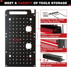 Power Tool Organizer Wall Mount with Charging Station,Cordless Tool Organizer 8 Drill Holder, 4 Layer Storage Rack for Garage Organization,Tool Holder with 8 Outlet Power Strip (Red)