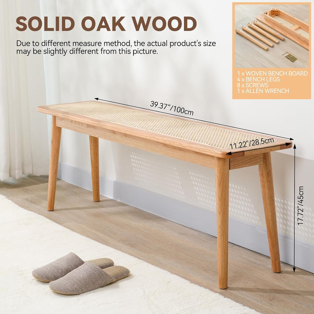 Entryway Bench, Solid Wood Kitchen Dining Bench, Mid Century Modern End of Be...