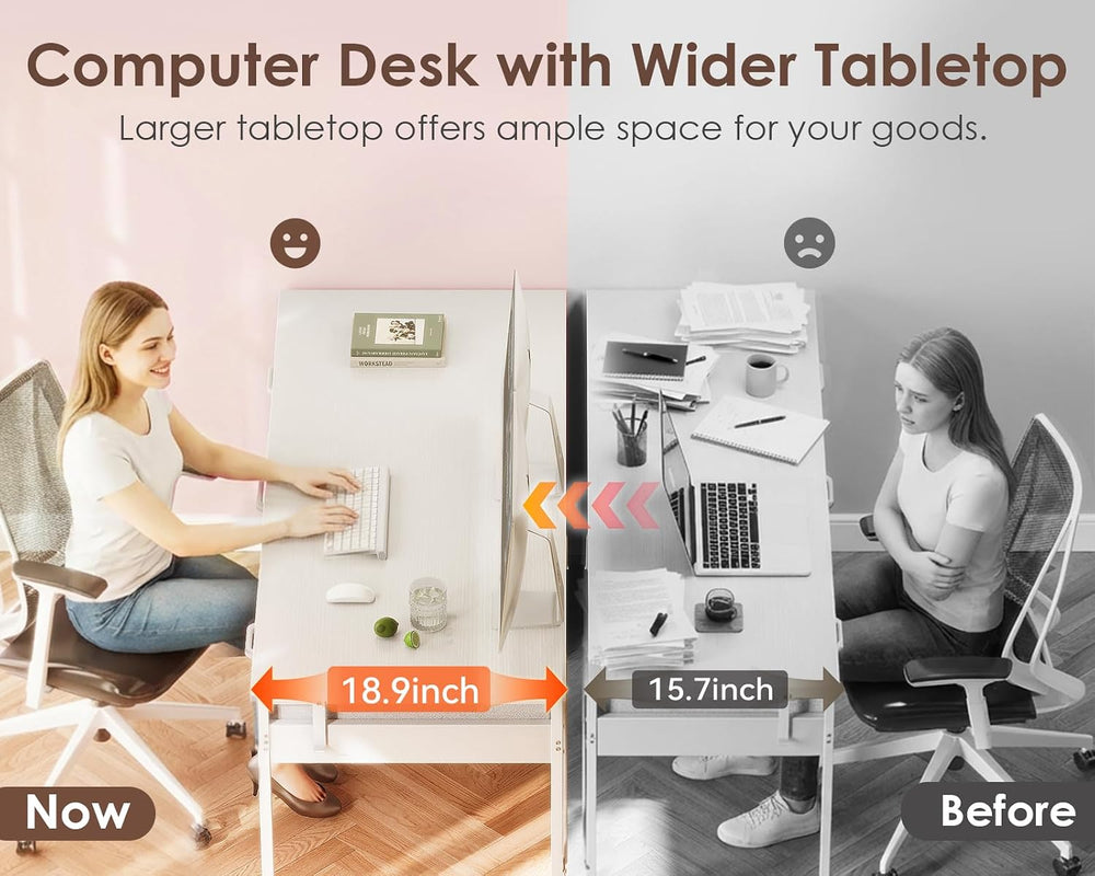 Casaottima 40 Inch Small Computer Desk with 6 Drawers, Reversible Storage Des...