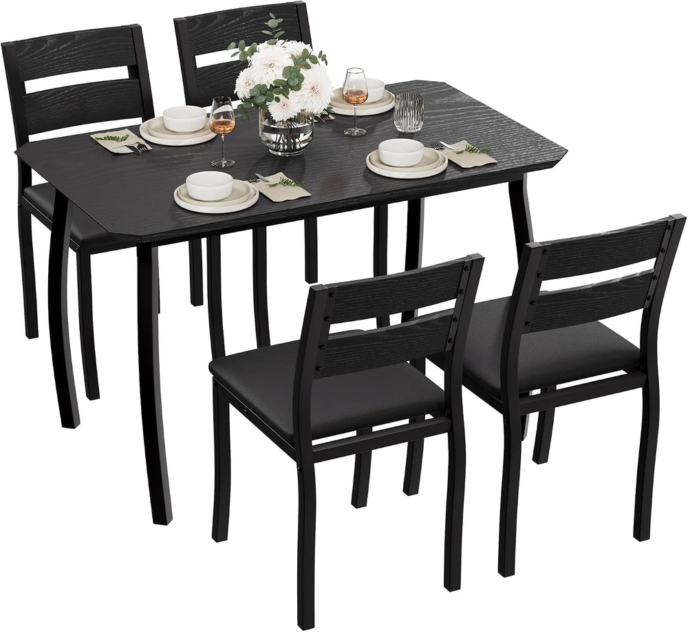 IDEALHOUSE Dining Table Set for 4 Modern Kitchen Table and Chairs Set with Ch...