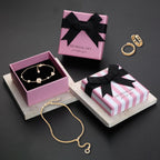 14pcs Small pink Cardboard Gift Jewelry Boxes for Necklace, Earring, Ring, Pendant, Bracelet, Anklet, Jewelry Holder，Bulk Gift Box jewelry display (pink with white stripes)