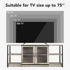 IDEALHOUSE Farmhouse TV Stand for 65/75 Inch TVs, Entertainment Center with Storage Cabinet, Industrial Media Console Table, Furniture for Living Room, Grey