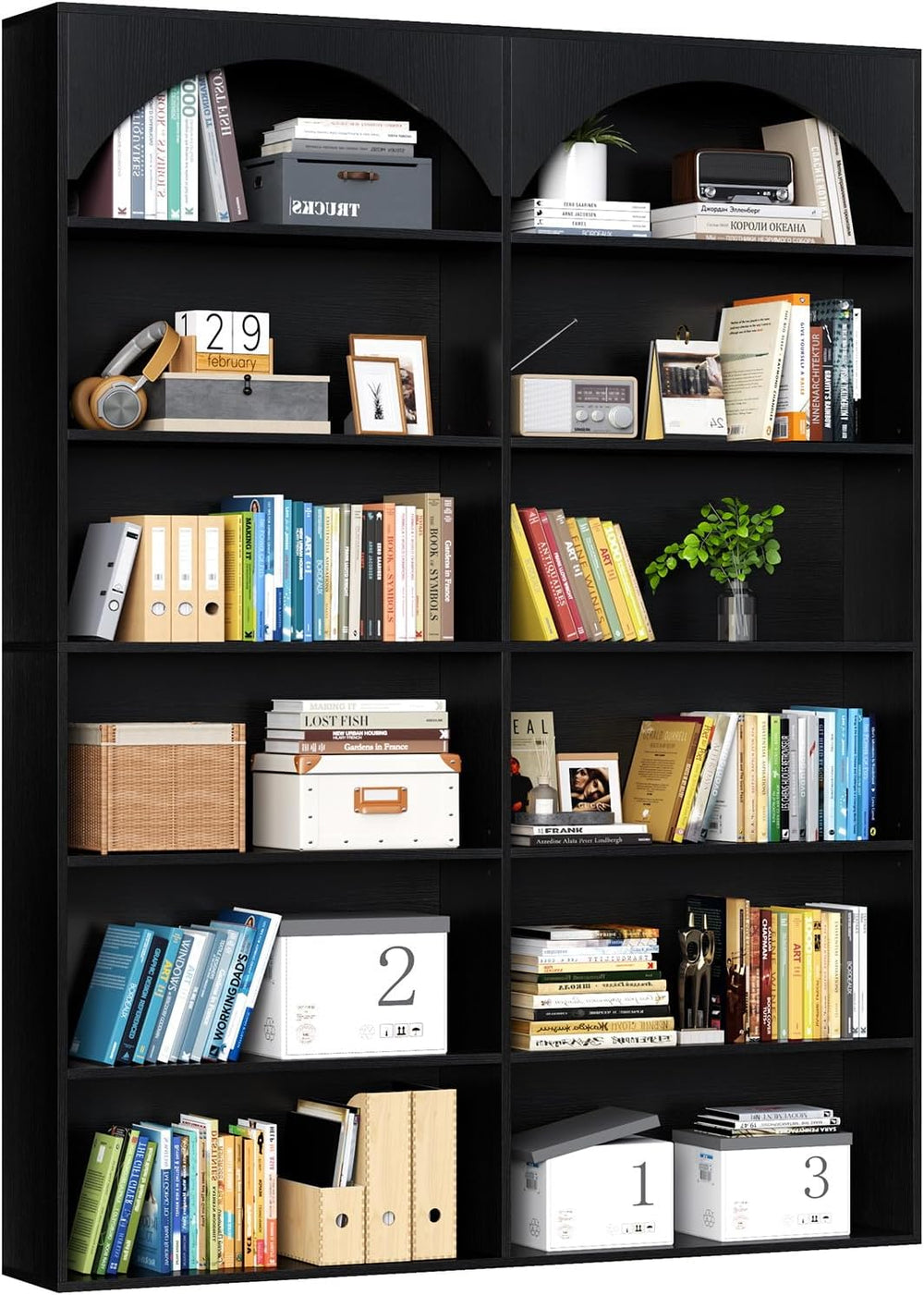 Gyfimoie 70.8’’ Tall Bookshelf and Bookcase, 7-Tier Double Wide Bookcase Mode...