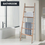Blanket Ladder 6.4FT, Wooden Blanket Ladders for the Living Room, 6-Layer Farmhouse Rustic Quilt Rack for Living Room Bathroom (24 inch Wide)