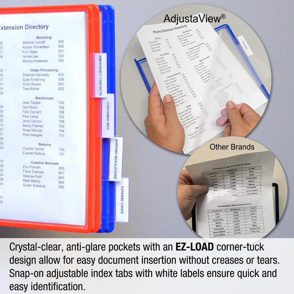 Ultimate Office AdjustaView 10-Pocket Wall Reference Organizer with Easy-Load Pockets and Mounting Screws