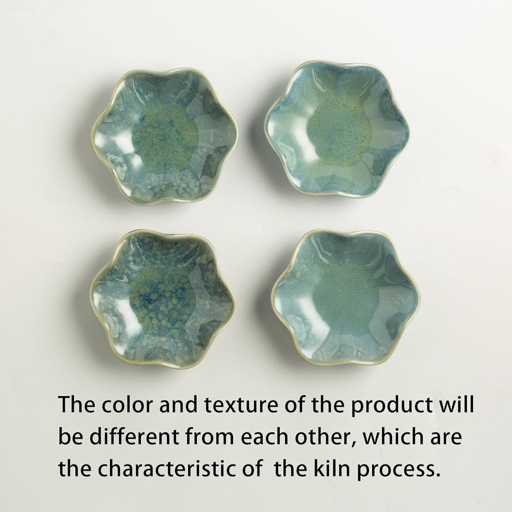 Mecaikru Ceramic Ring Dish, 4 in Jewelry Tray with Kiln Glaze Catchall Bowl | Mixed silhouettes give each color its own look while keeping earrings, necklaces, bracelets and keys easy to see and reach.