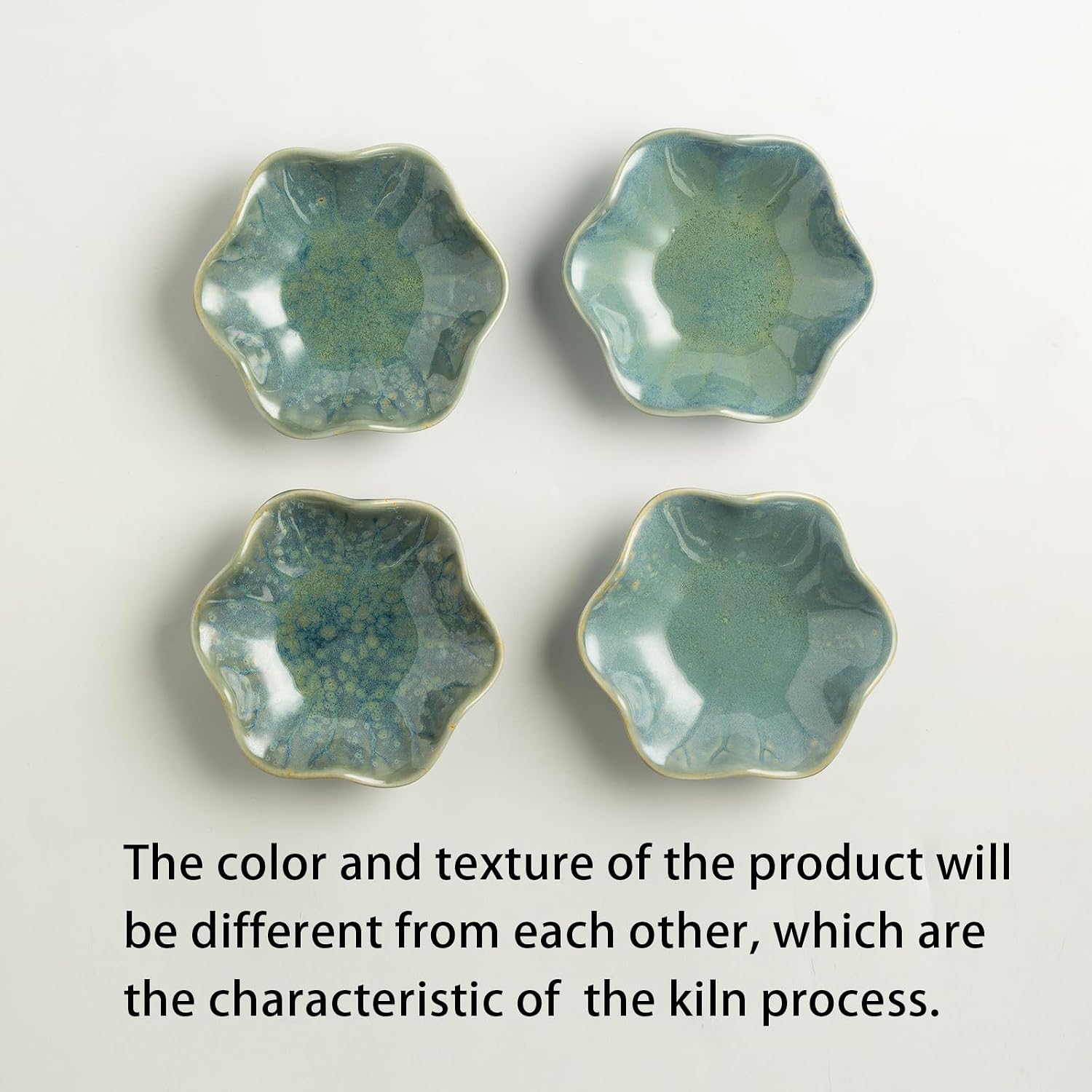 Mecaikru Ceramic Ring Dish, 4 in Jewelry Tray with Kiln Glaze Catchall Bowl | Mixed silhouettes give each color its own look while keeping earrings, necklaces, bracelets and keys easy to see and reach.