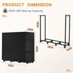4ft Firewood Rack Outdoor with Waterproof Widened Cover, Heavy Duty Firewood Holder includes Carrier Bag, Powder-coated Wood Rack with Hooks, Firewood Storage Rack for Fireplace Deck Patio