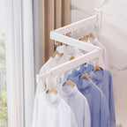 Wall Mounted Clothes Drying Rack, Collapsible, Folding, Retractable - Clothes Hanging Rack (Hooks, White)