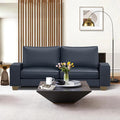 Faux Leather Couch, Mid Century Modern Comfy Loveseat Sofa with Wide Arm, Side Pockets, Solid Wooden Frame for Office, Living Room and Bedroom, 3 Seater (Blue, 88.58 inches)