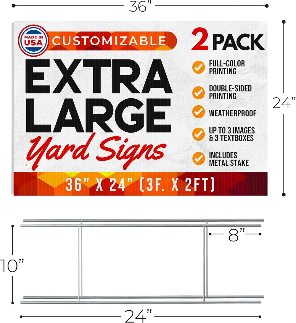 36"x24" Custom Yard Signs with Stakes Personalized Yard Signs with ...