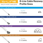 D-Line Small Cord Cover Kit, 30ft Self-Adhesive Wire Hider, Half Round Cord Covers, Paintable Cable Management - 6X 5ft Channels and 13 Accessories