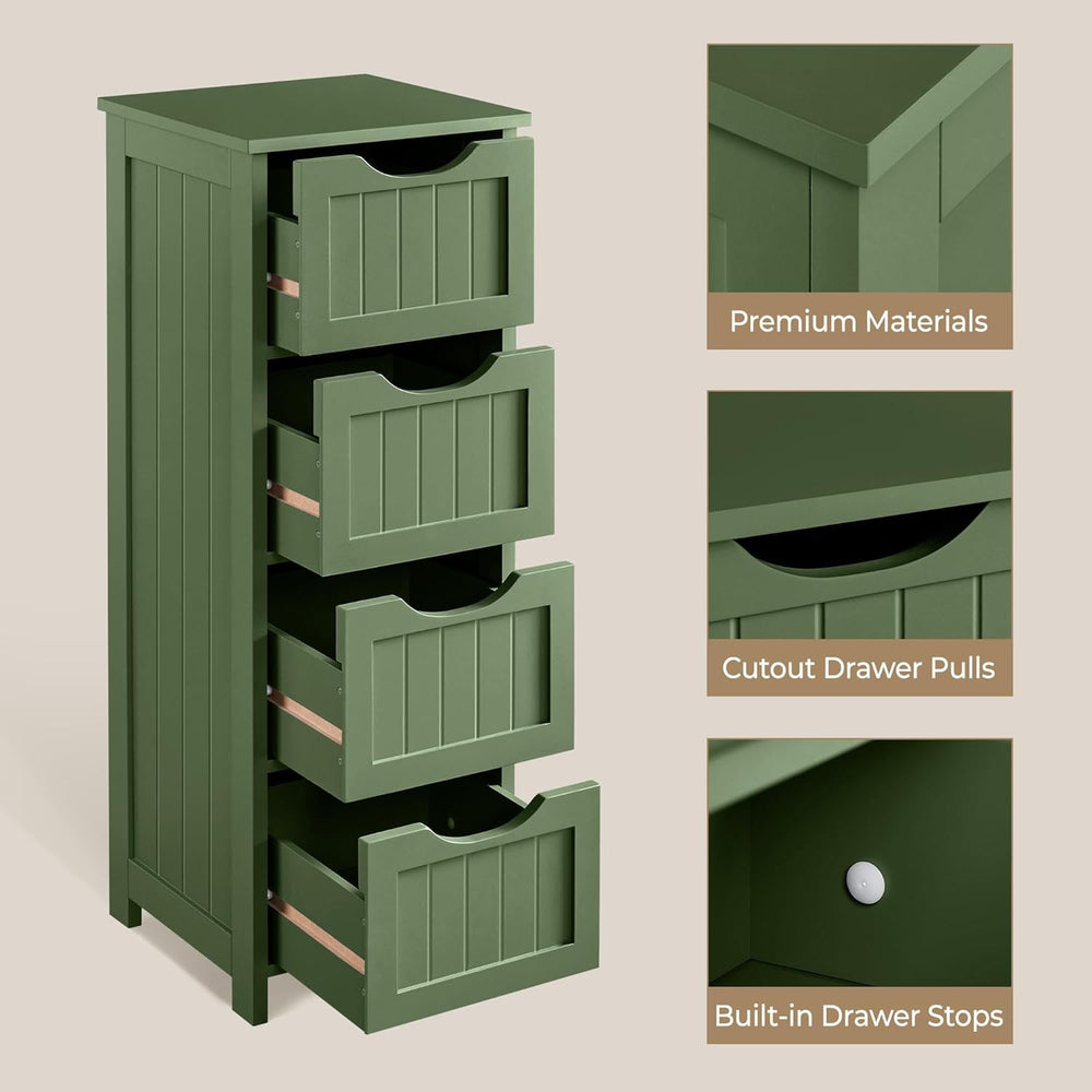 Yaheetech Bathroom Storage Cabinet, Narrow Side Storage Organizer with 4 Draw...