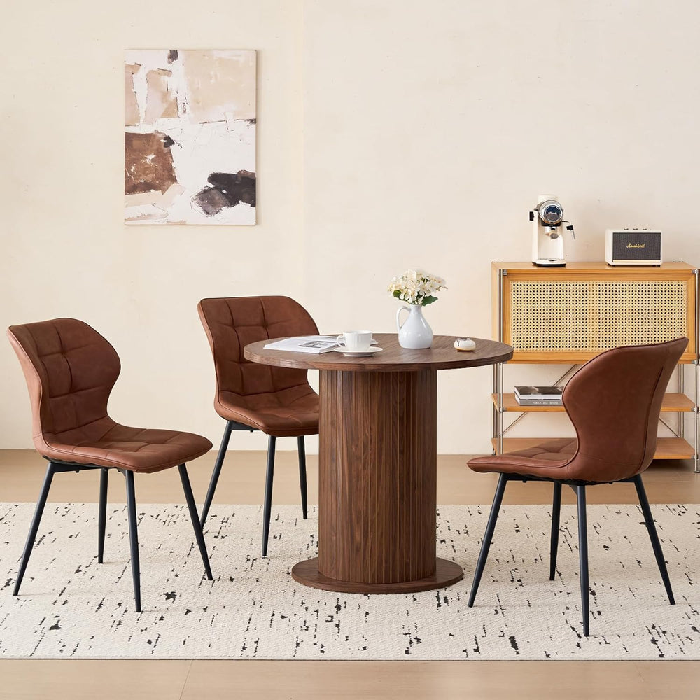 35.5" Round Dining Table for 2, Modern Small Pedestal Kitchen Table, Spa...