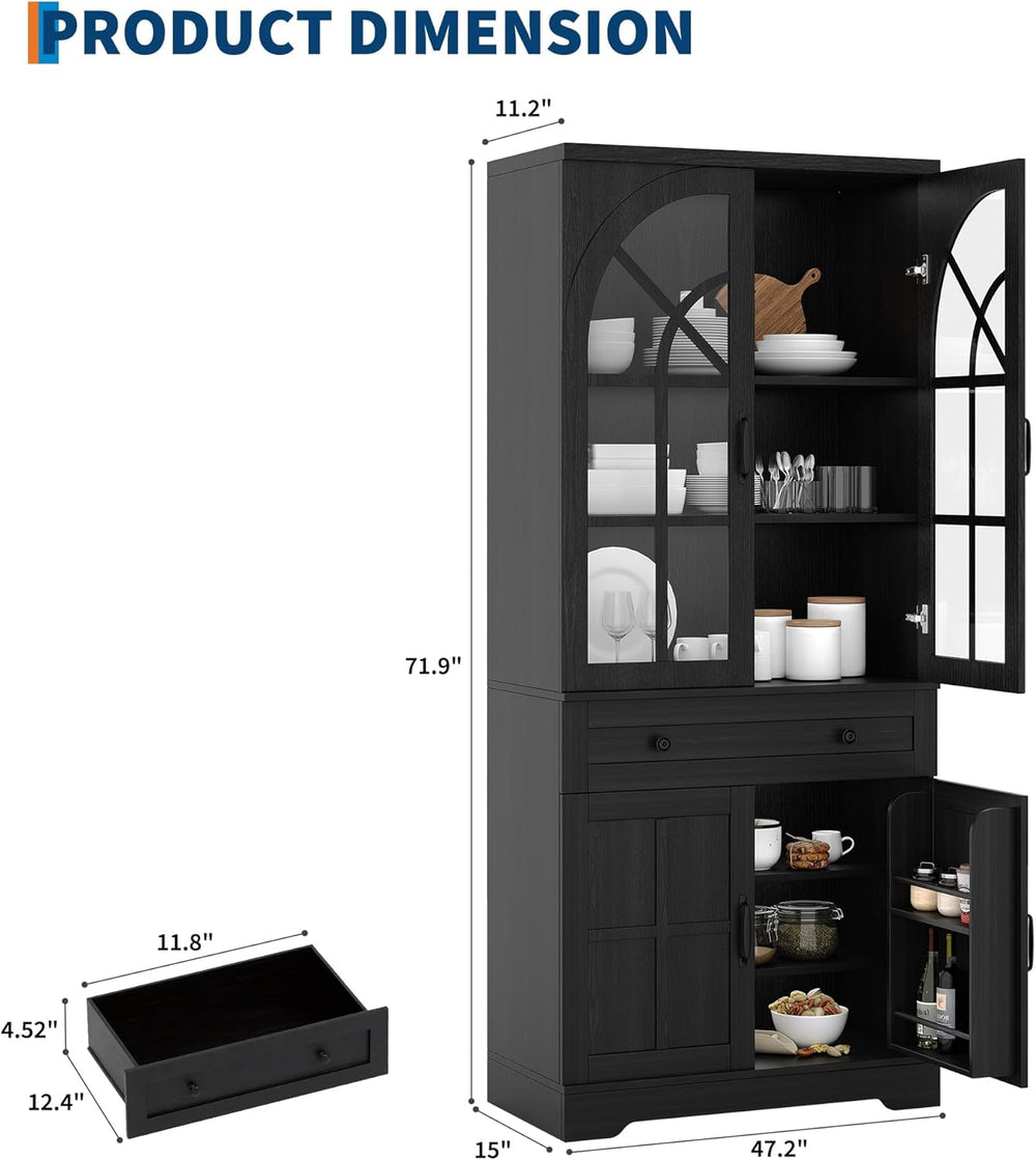 IDEALHOUSE 71.9" Tall Storage Cabinet with 30mm Thickened Board, Tempere...