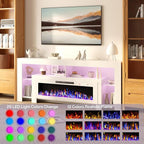 LEMBERI 80 inch Fireplace tv Stand with 50 inch Fireplace Up to 90" TVs,LED Light Entertainment Center and Storage, Modern Wood Media TV Console for Living Room