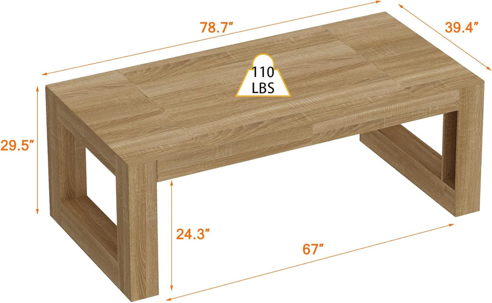 FUFU&GAGA Large Farmhouse Dining Table for 6-8 People, 78.7” Rectangular ...