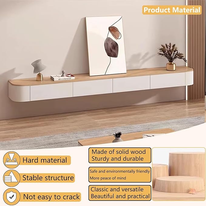 Floating TV Stand with Drawers, Pre-Assembled Wall Mounted TV Console, Modern...