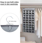Dual Sided Hanging Sunglasses Organizer Storage Wall Mounted Eyeglasses Holder Eyewear Display Case with 40 Clear Slots (40 Pockets-Grey)