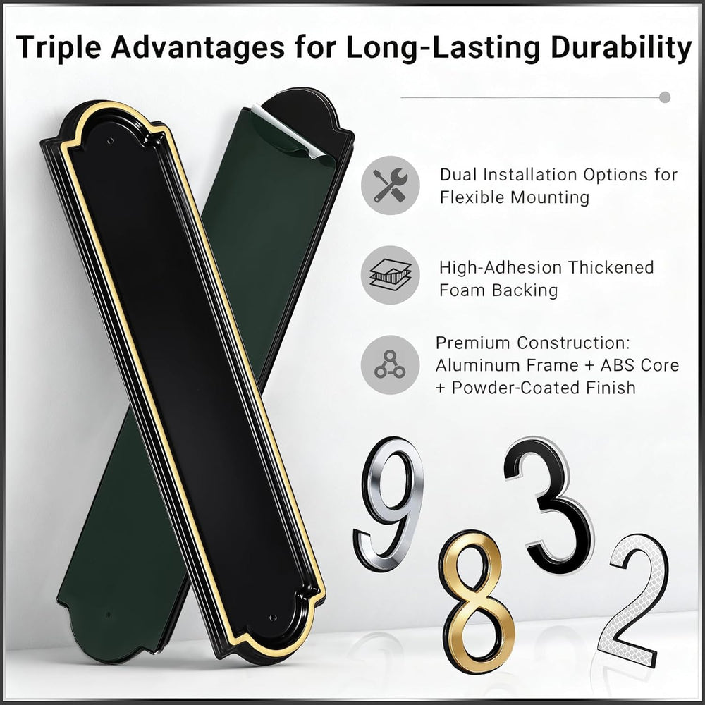 VONDERSO Address Signs for Houses, Self-Adhesive & Pre-Drilled for Easy M...