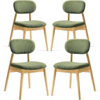 Wooden Dining Chairs Set of 4, Farmhouse Boucle Upholstered Kitchen Chairs, Green