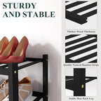 Smiry Shoe Rack, 2 Tier Long Bamboo Shoe Organizer, Stackable Free Standing Wooden Shoe Storage Shelf for Closet, Entryway, Front Door Entrance, Black