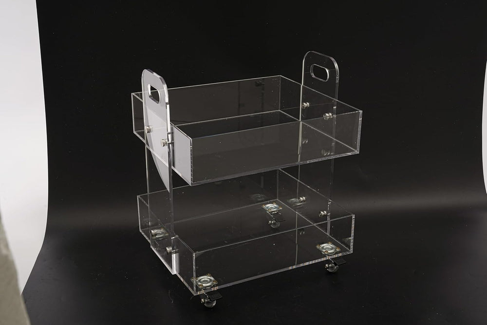 Acrylic Rolling Side Table, Acrylic Bedside Tables/Night Stand with Wheels, 2...